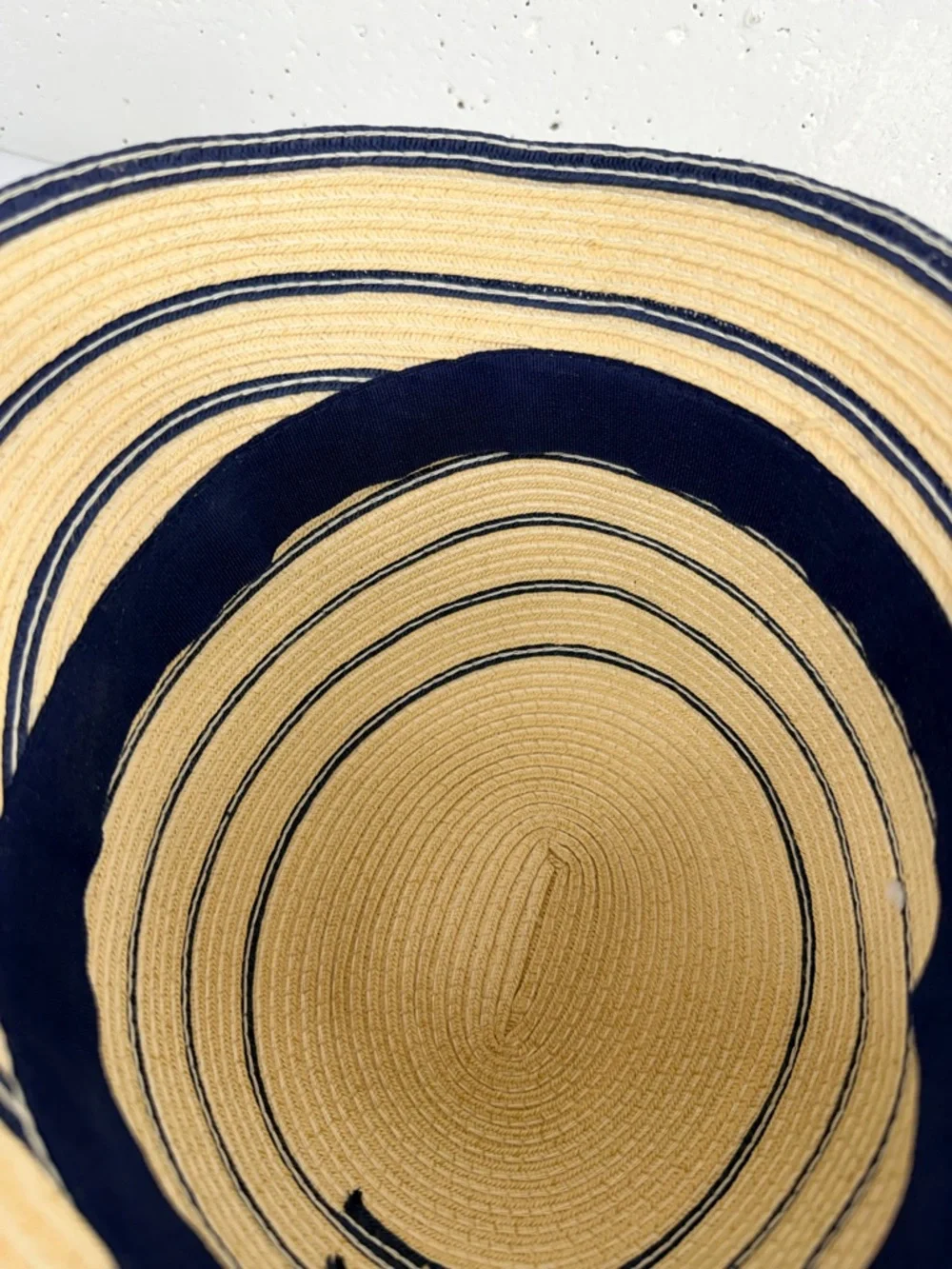 August Navy Blue Straw Cloche Bucket Hat
